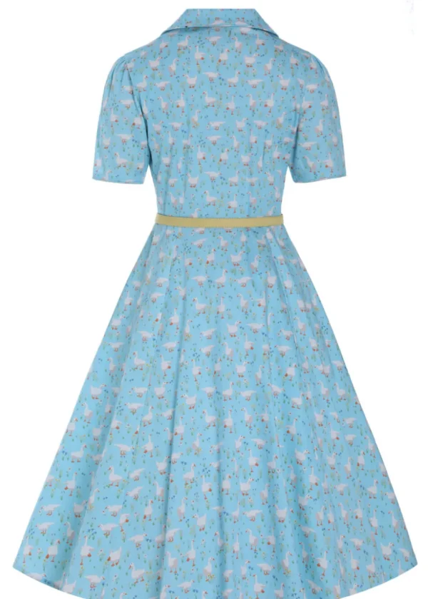 Dolly & Dotty Penelope Duck Farm 50's Swing Dress Light Blue