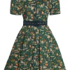 Dolly & Dotty Penelope Woodland 50's Swing Dress Dark Green