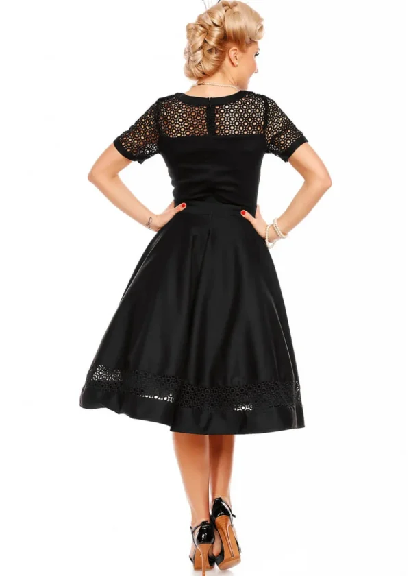 Dolly & Dotty Tess Embroided 50's Swing Dress Black