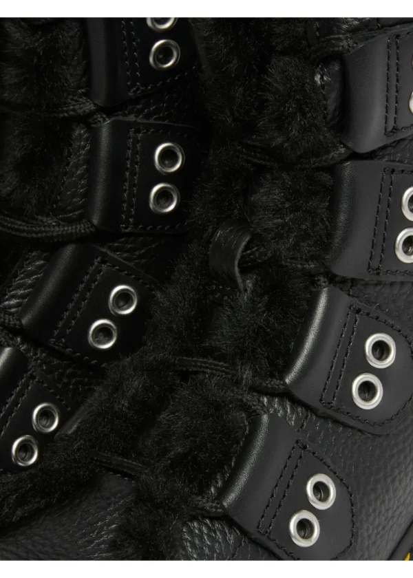 Dr. Martens 1460 Ghillie LTT FL Faux-Fur Lined Soft Leather Boots Black