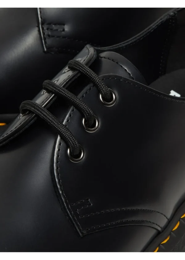 Dr. Martens 1461 Quad Polished Smooth Leather Platform Shoes Black