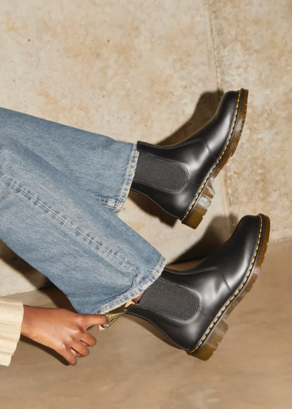 Dr. Martens 2976 Yellow Stitch Chelsea Smooth Boots Black