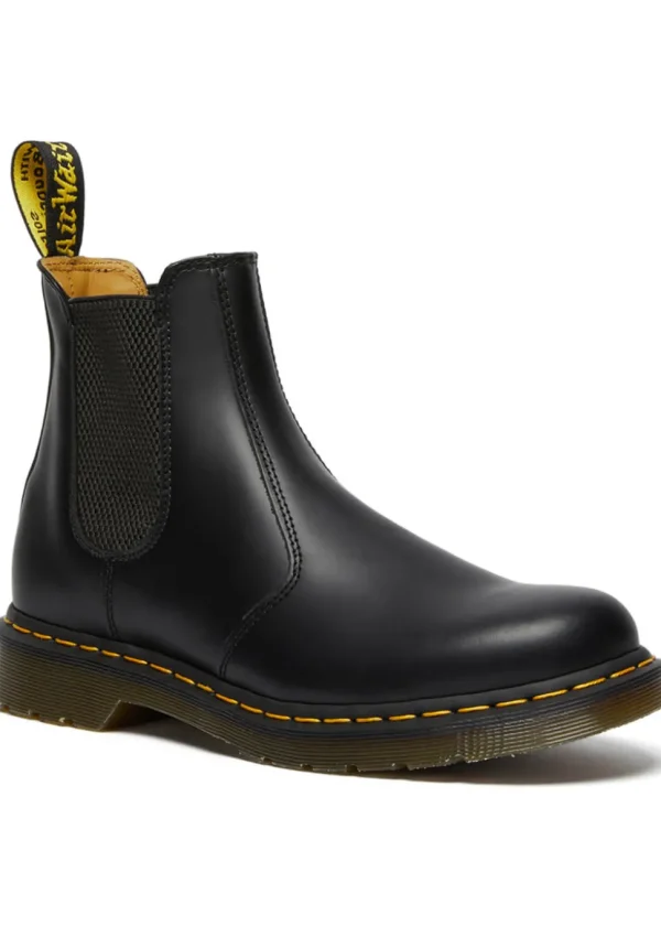 Dr. Martens 2976 Yellow Stitch Chelsea Smooth Boots Black