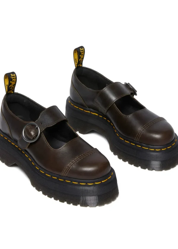 Dr. Martens Addina Orleans Leather Platform Shoes Dark Brown