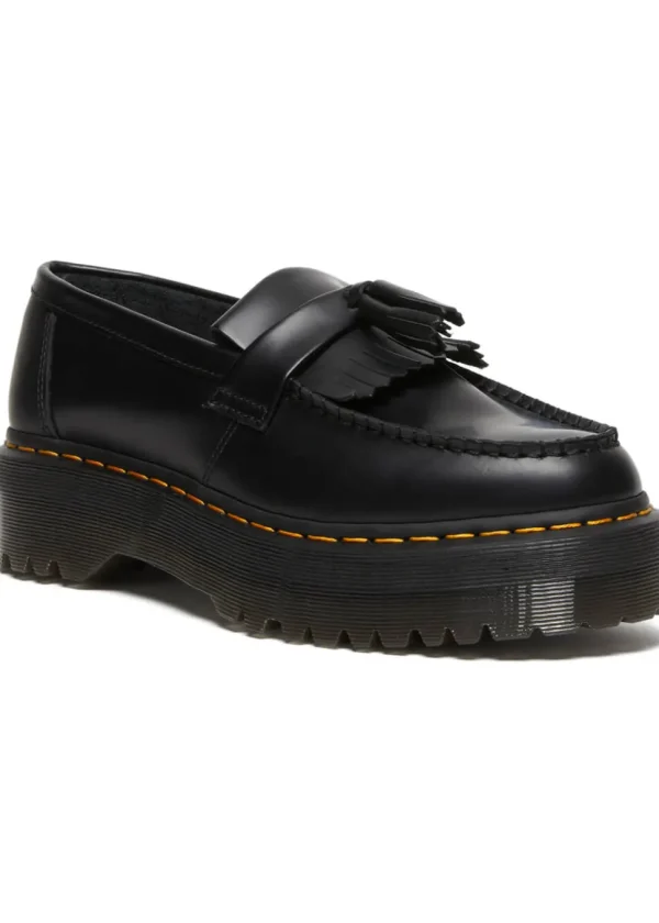 Dr. Martens Adrian Quad Smooth Leather Platform Tassle Loafers Black