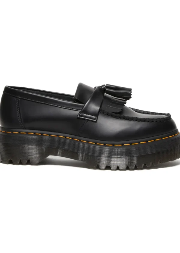 Dr. Martens Adrian Quad Smooth Leather Platform Tassle Loafers Black