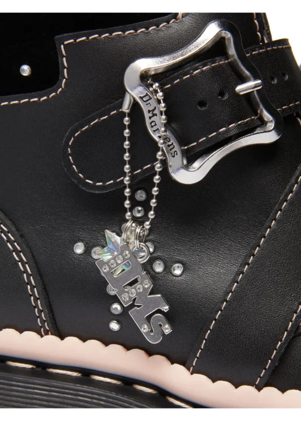 Dr. Martens Caitie Leather Platform Boots Black Pink