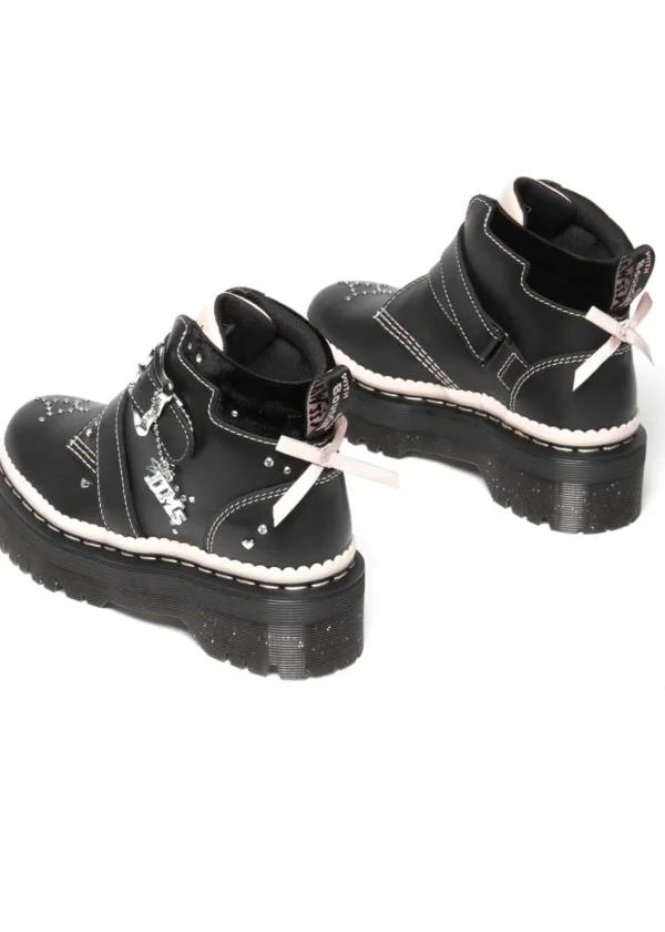 Dr. Martens Caitie Leather Platform Boots Black Pink