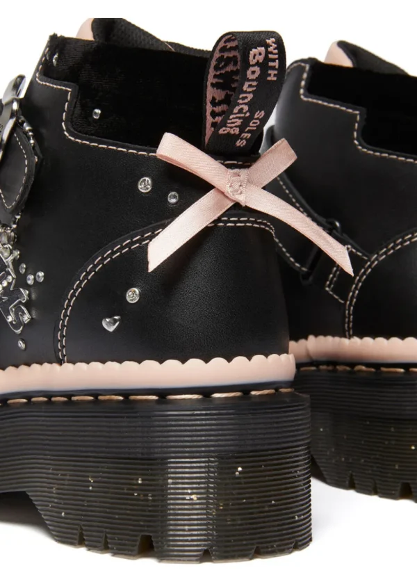 Dr. Martens Caitie Leather Platform Boots Black Pink