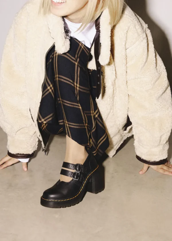Dr. Martens Eviee Sendal Leather Mary Jane Pumps Black