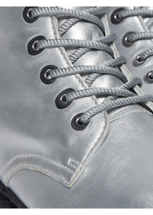 Dr. Martens Jadon Metallic Leather Platform Boots Silver