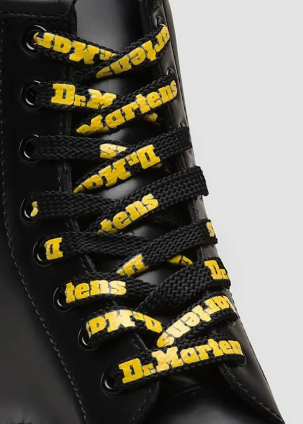 Dr. Martens Logo Laces Flat 8 Eyes in Black and Yellow