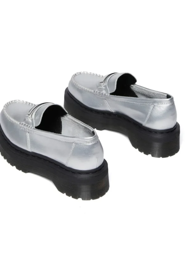 Dr. Martens Penton Metallic Leather Platform Loafers Silver