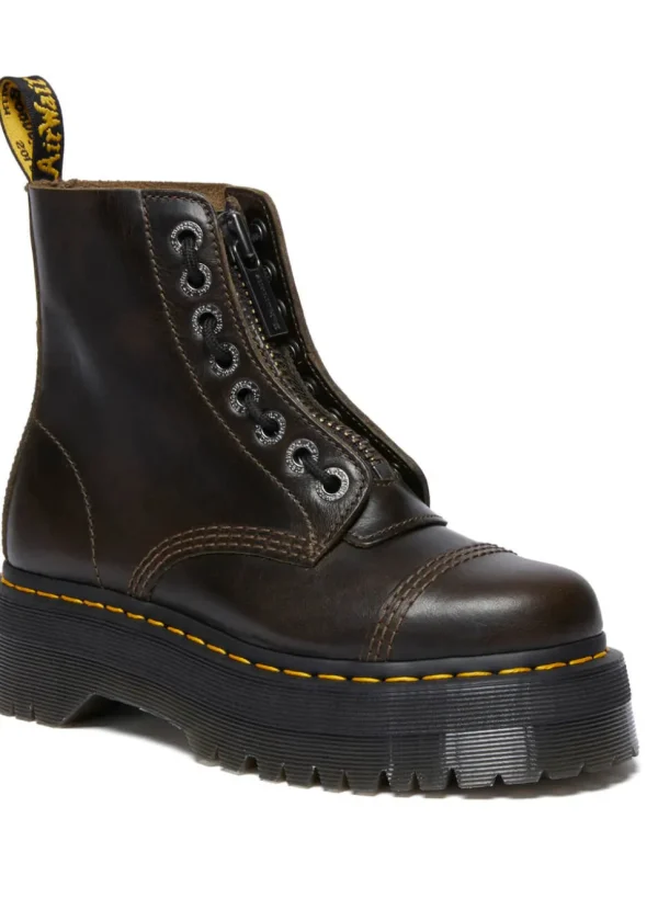 Dr. Martens Sinclair Orleans Leather Platform Boots Taupe Darkbrown