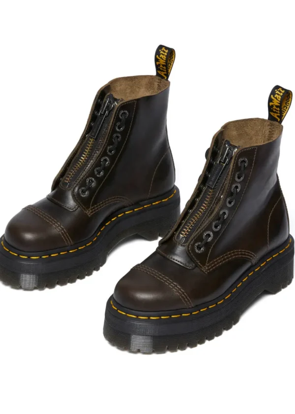 Dr. Martens Sinclair Orleans Leather Platform Boots Taupe Darkbrown