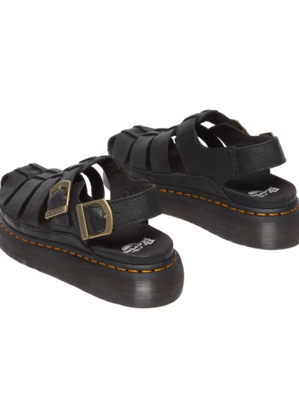 Dr. Martens Wrenlie Grizzly Leather Sandals Black