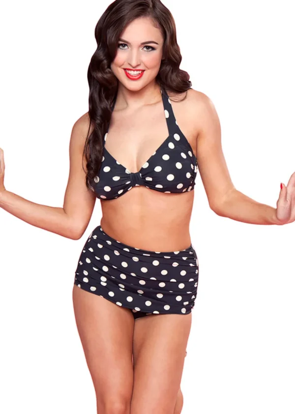 Esther Williams Polka Dot Bikini Top Black