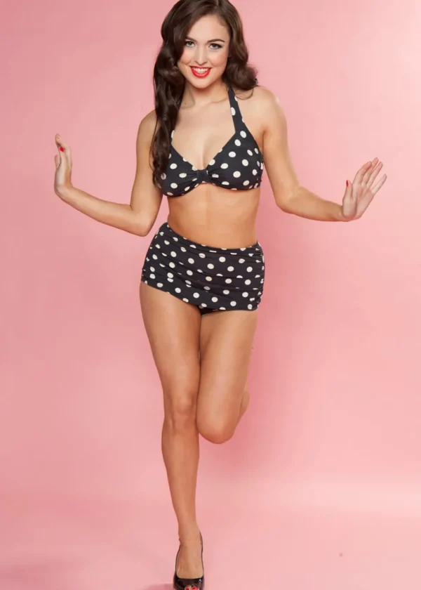 Esther Williams Polka Dot Bikini Top Black