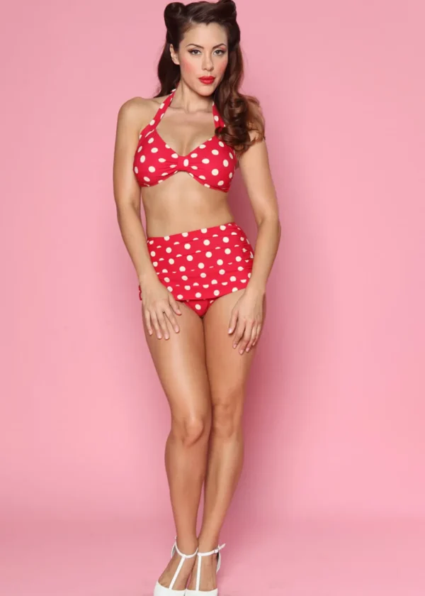 Esther Williams Polkadot Bikini Top Red