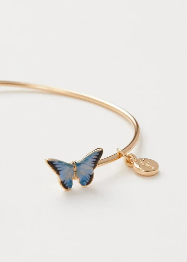 Fable England Blue Butterfly Bangle Bracelet