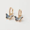 Fable England Blue Butterfly Huggie Earrings
