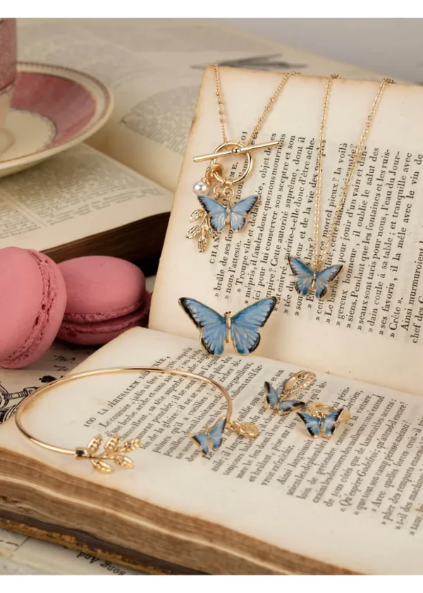Fable England Blue Butterfly Bangle Bracelet