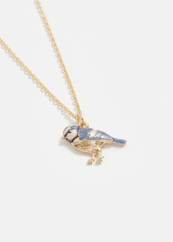Fable England Blue Tit Enamel Necklace