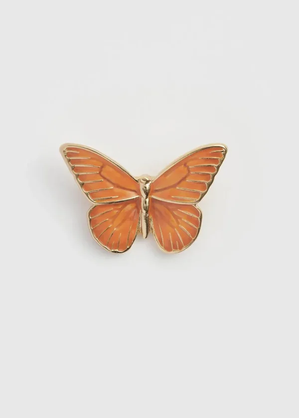 Fable England Butterfly Brooch Orange