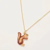 Fable England Cheeky Squirrel Necklace Brown