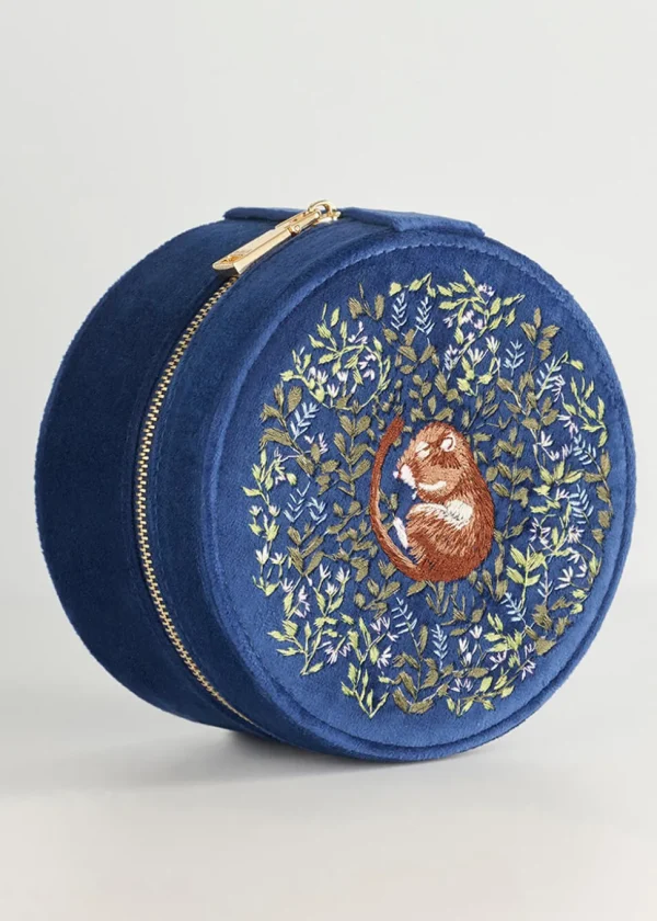 Fable England Chloe Dormouse Velvet Jewellerybox Navy
