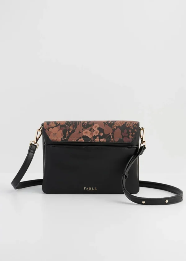 Fable England Deco Blooms Crossbody Bag Black