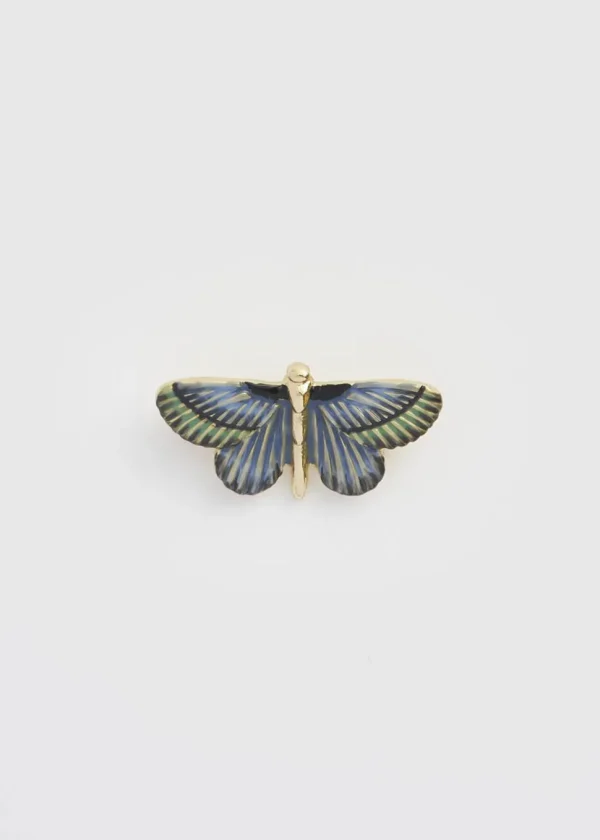 Fable England Deco Butterfly Brooch Blue