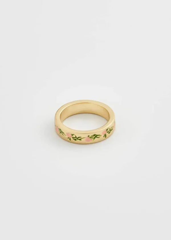 Fable England Floral Hoop Ring Pink