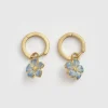 Fable England Flower Huggie Earrings Blue