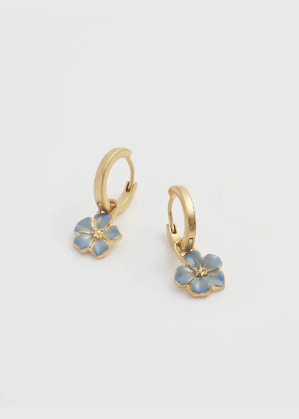 Fable England Flower Huggie Earrings Blue
