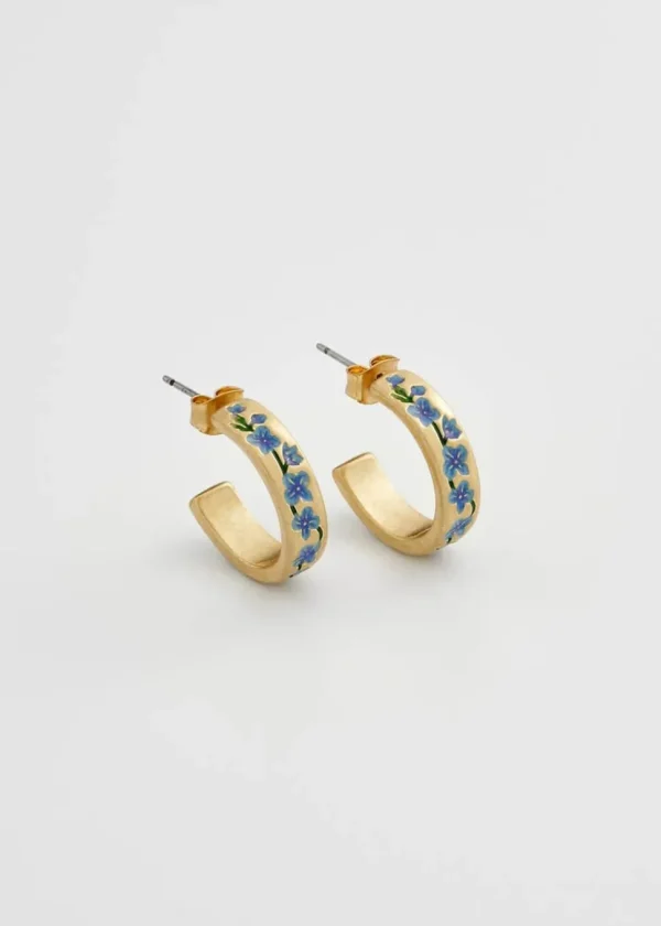 Fable England Forget Me Not Flower Earrings Blue
