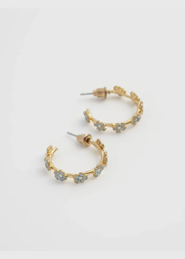 Fable England Forget-Me-Not Stud Hoop Earrings Blue