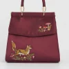 Fable England Fox & Mushroom Satin Bag Burgundy