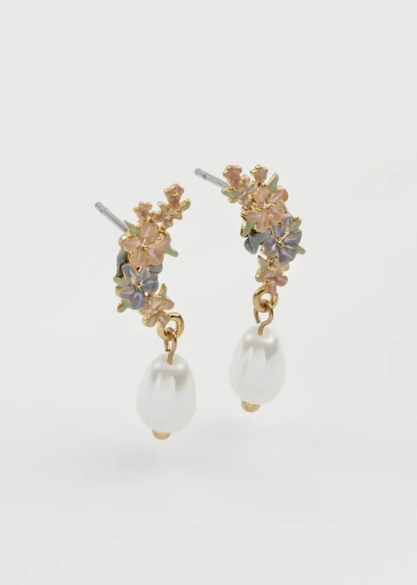 Fable England Hibiscus & Pearl Earrings