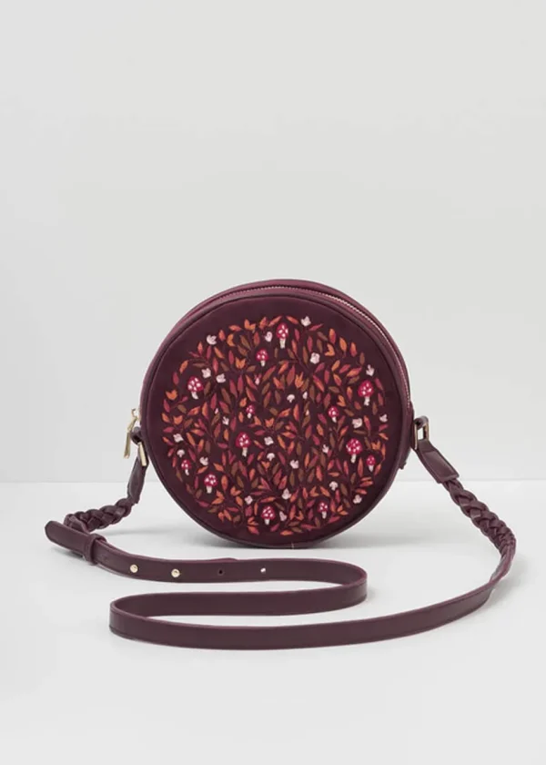 Fable England Magical Mushroom Velvet Circle Bag Burgundy