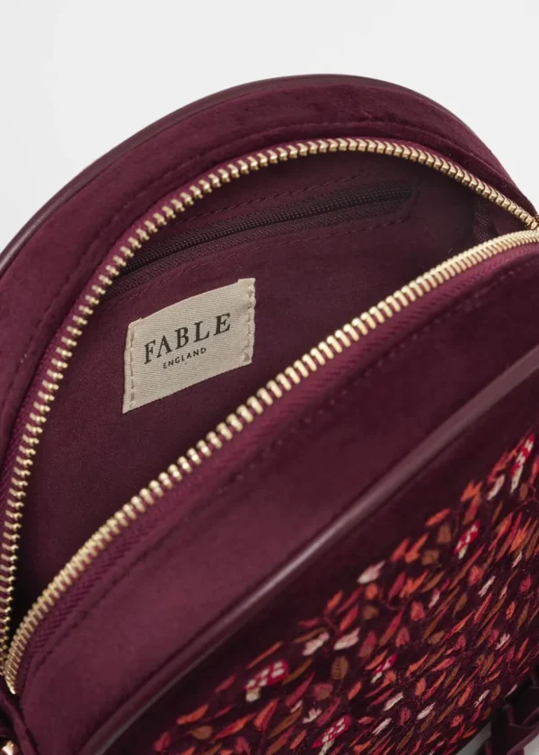 Fable England Magical Mushroom Velvet Circle Bag Burgundy