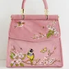 Fable England Morning Song Bird Velvet Bag Pink