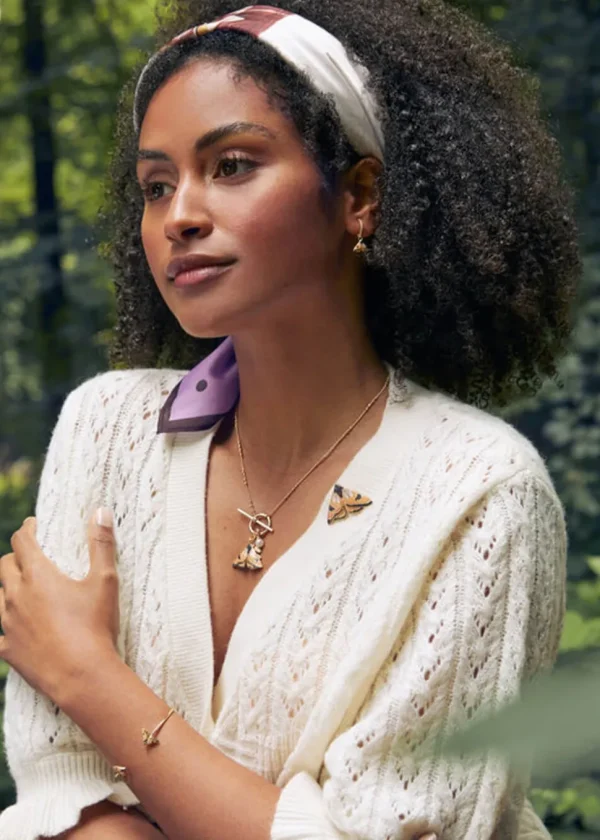 Fable England Moth Enamal Necklace Brown
