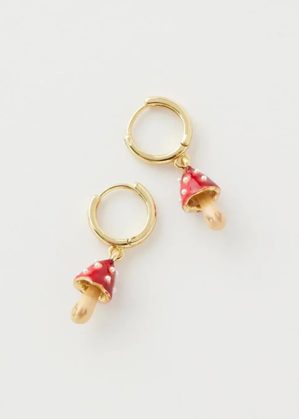 Fable England Mushroom Earrings Red