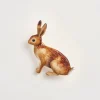 Fable England Rabbit Brooch Brown
