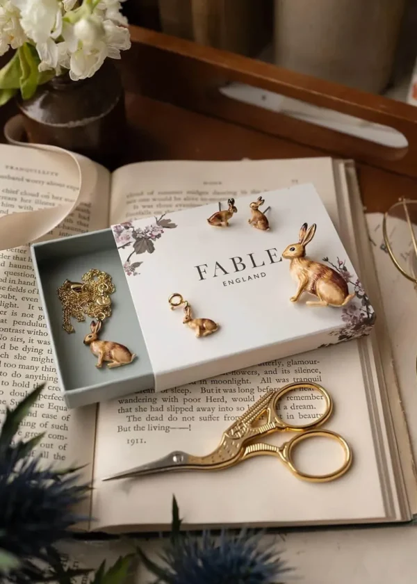 Fable England Rabbit Brooch Brown