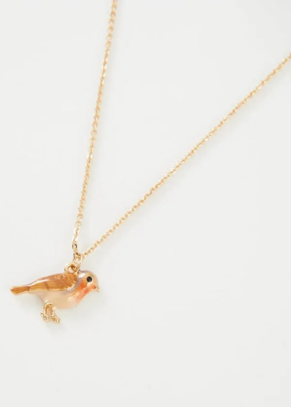 Fable England Robin Bird Enamel Necklace