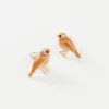 Fable England Robin Bird Enamel Earrings