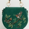 Fable England Robin Bird Velvet Saddle 40's Bag Green