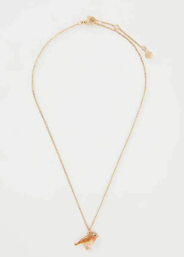 Fable England Robin Bird Enamel Necklace